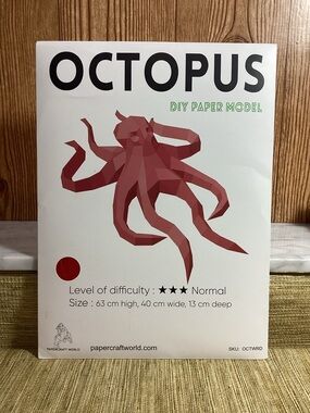New Papercraft World Octopus DIY Paper Model Kit - Red -